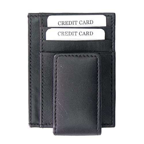 Magnetic Credit Card & Money Clip Wallet, Slim Magnetic Money Clip Genuine Leather Business Card Holder