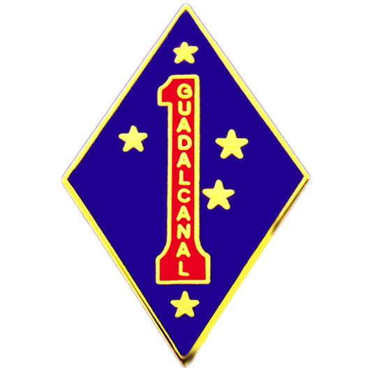 U.S. MARINES, USMC 001ST DIV GUADALCANAL - Original Artwork, Expertly Designed PIN - 1.125"