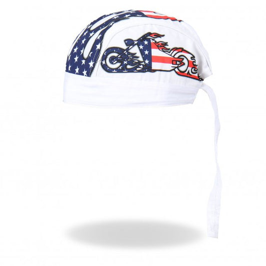AMERICAN BIKE WHITE - High Quality Micro-Fiber & Mesh Lining Bikers HEADWRAP