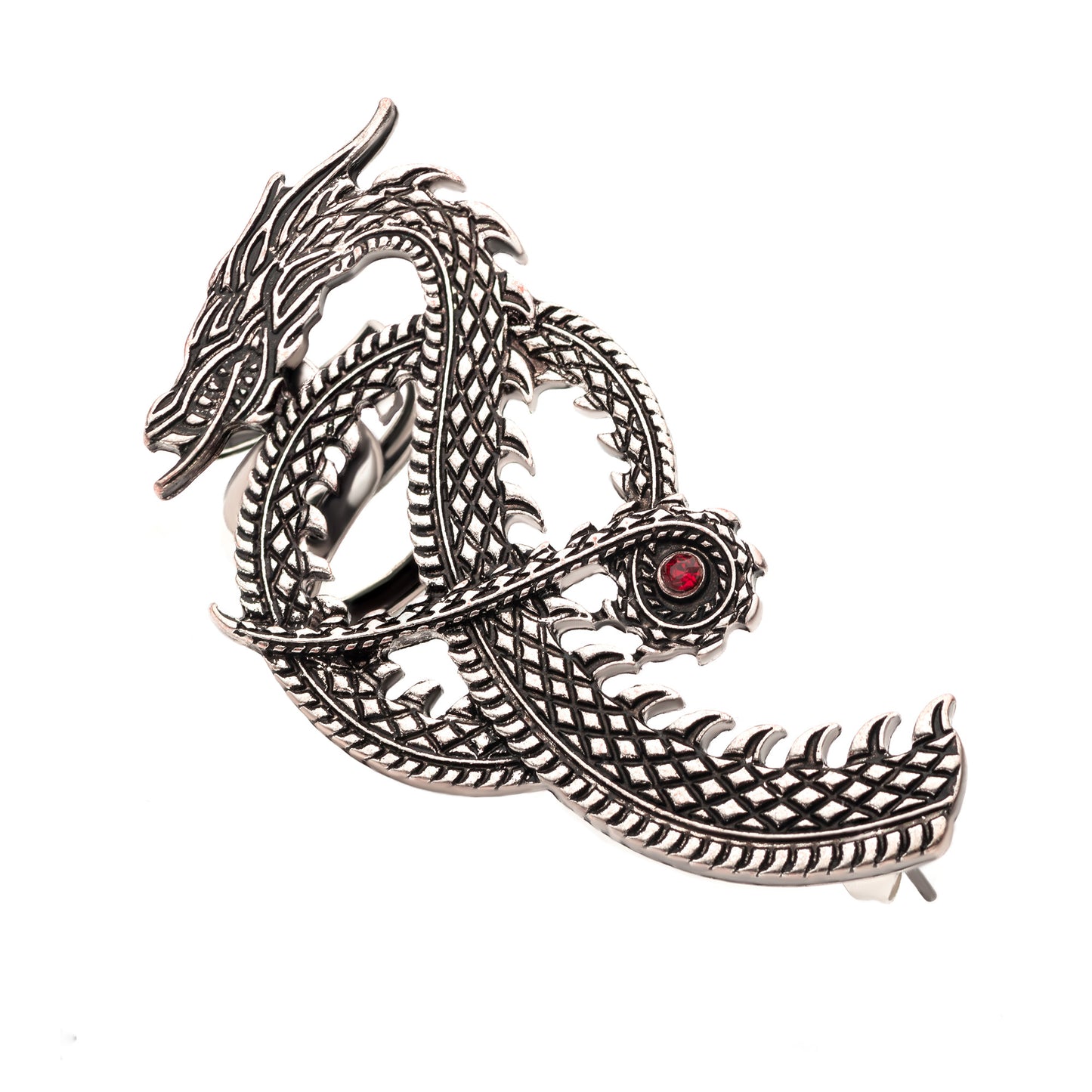 HOUSE OF THE DRAGON WRAP EAR CUFF - Stainless Steel Premium Quality Enamel Stud EARRINGS - 1" x 1.75"