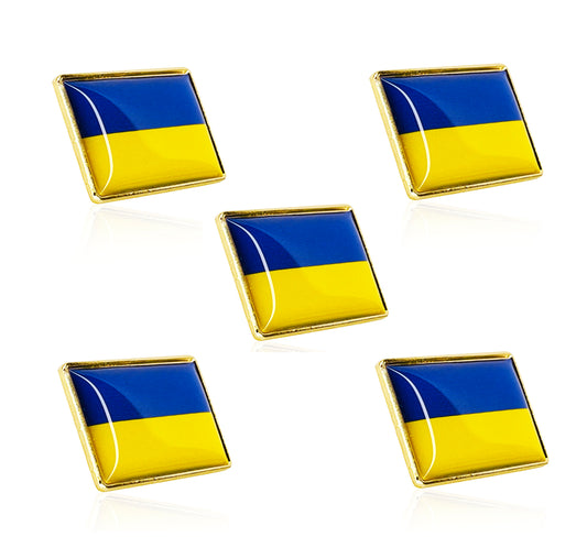 "5 Pins, UKRAINE FLAG LAPEL PINs - High-Quality Shiny Raised Resin Thick Glossy Enamel Lapel PIN - 2.5cm x 1.5cm - 5 Pieces"