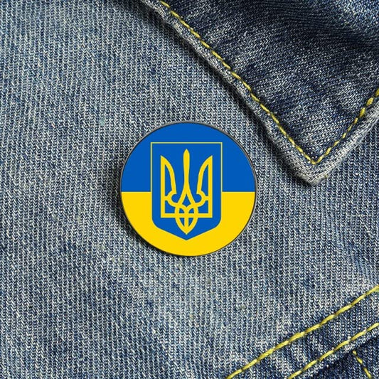 "UKRAINE FLAG PIN, Coat of Arms Symbol Brooch Badge Button Pin, .79"" / 2cm"