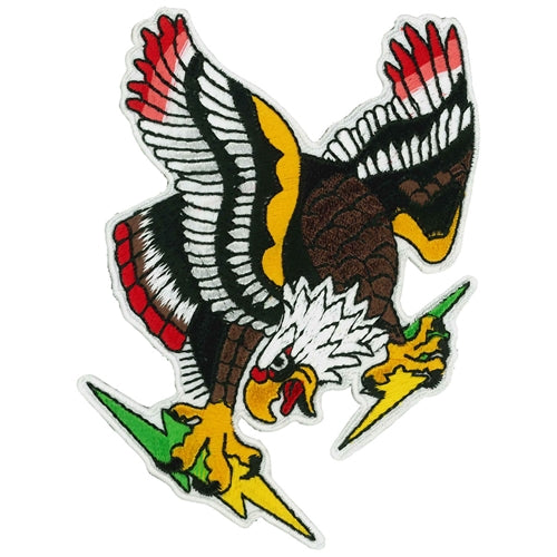 EAGLE BOLTS PATCH - High Thread Iron-On Heat Sealed Backing Sew-On Patch - 3" x 4"