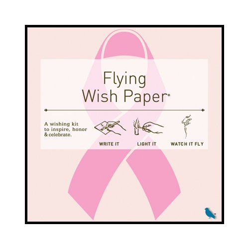 FLYING WISH PAPER® PINK RIBBON - Licensed Original Artwork, Mini Wishing Kit, 5" x 5"