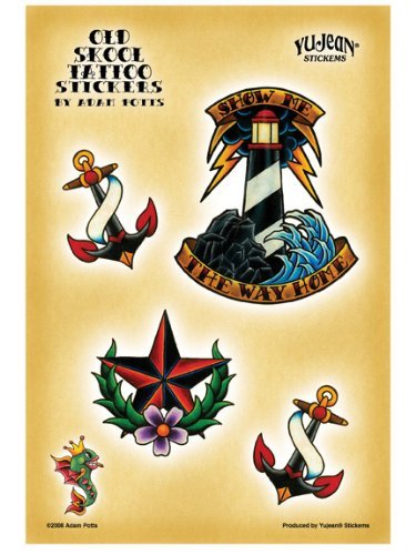 Adam Potts - Nautical Old Skool Tattoos - Pack of 4 Stickers / Decals