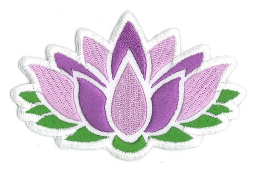 LOTUS FLOWER Embroidered Iron On Patch - Original Artwork by Matt Stewart, 2.25"