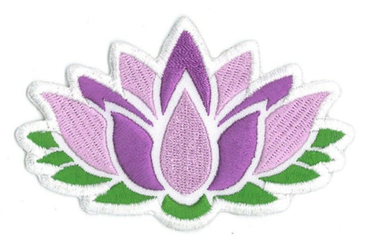LOTUS FLOWER Embroidered Iron On Patch - Original Artwork by Matt Stewart, 2.25"