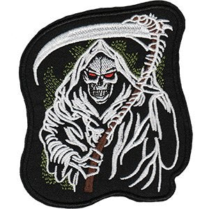 Skulls Reaper, Officially Licensed, Iron-On / Sew-On, Embroidered PATCH - 4" x 4.7"