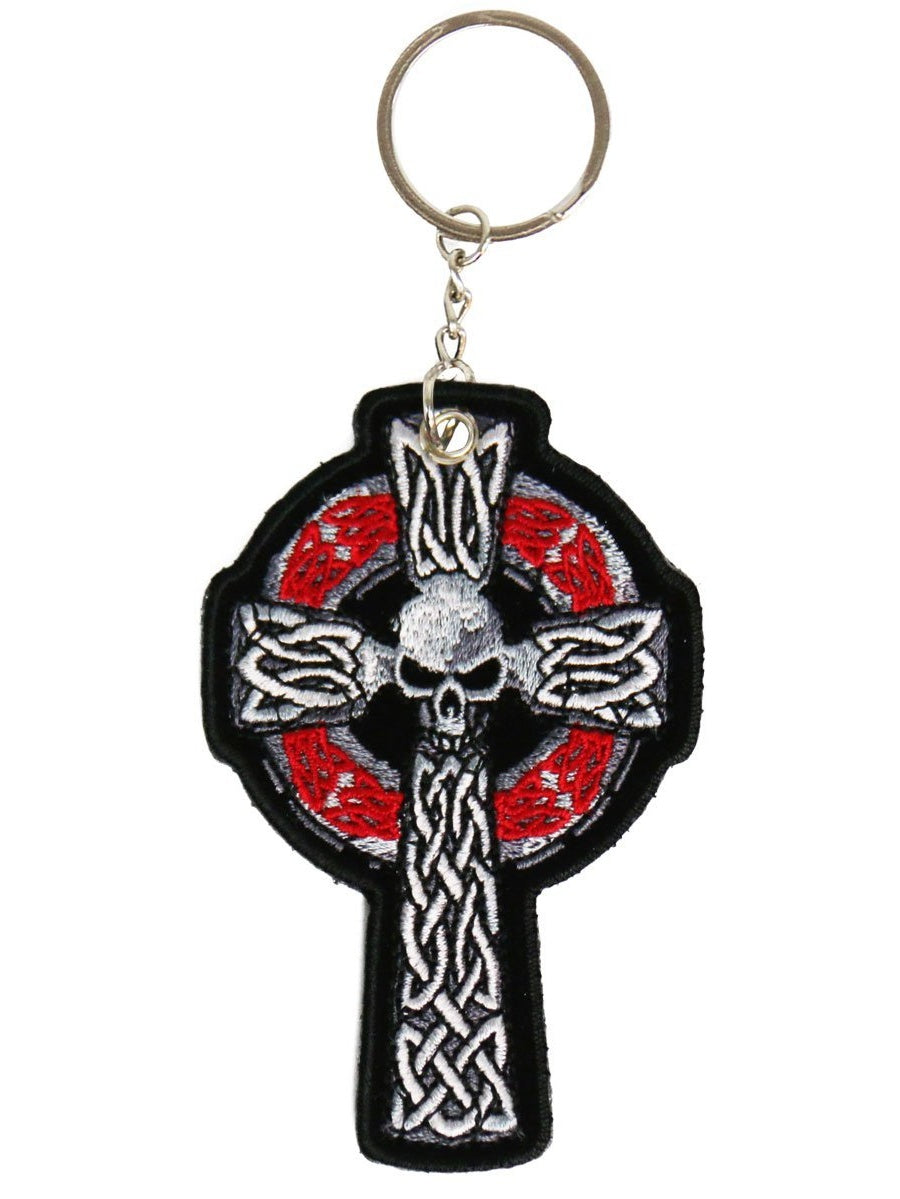 Double Sided Key Chains, CELTIC CROSS - High Quality Embroidered PATCH KEYCHAIN - 2" x 3"