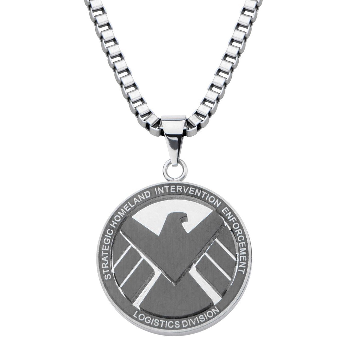 Marvel S.H.I.E.L.D Necklace - S.H.I.E.L.D Symbol Eagle Logo Stainless Steel Pendant Necklace Chain.