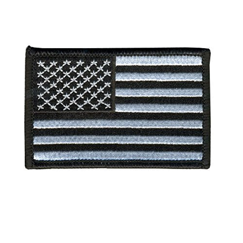 BLACK AND WHITE AMERICAN FLAG, High Quality Rayon PATCH - 3 Inches x 2 Inches