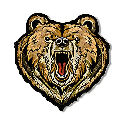BEAR, Iron-On / Saw-On High Thread Embroidered Rayon PATCH - 4" x 4", Heat Sealed Backing
