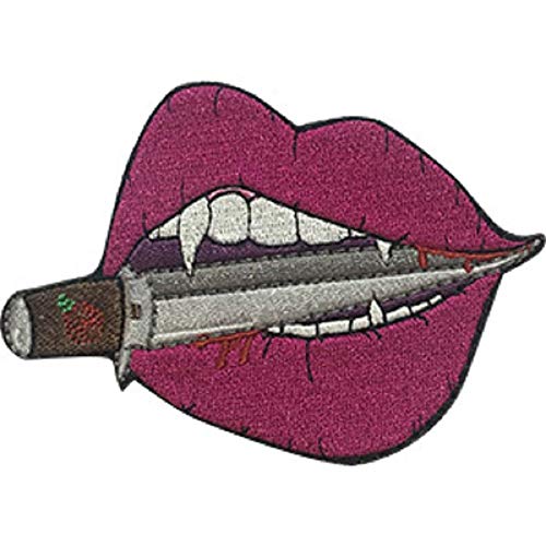 Chen Evelyn Red Dagger Lips Sew Iron on, Officially Licensed Original Artwork - Patch