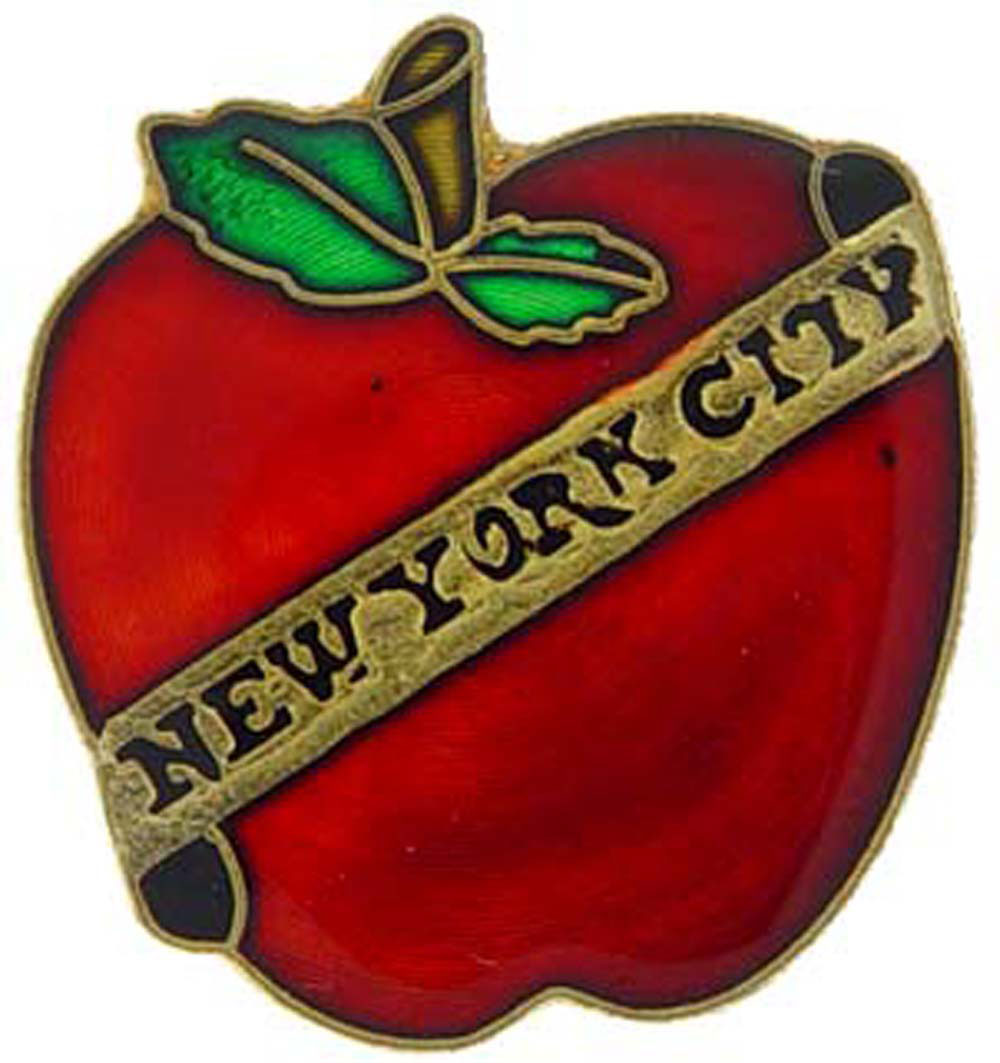 USA STATES, APPLE NEW YORK CITY - Original Artwork, Expertly Designed PIN - 1"