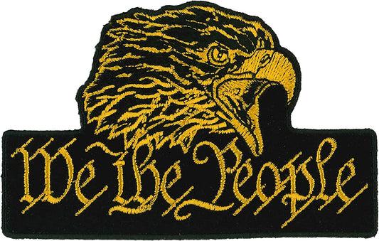 WE THE PEOPLE EAGLE, PATCH - Eagle Head Embroidered High Thread Iron-On Heat Sealed Backing Sew-On Biker's Patch - 4" x 2.5"
