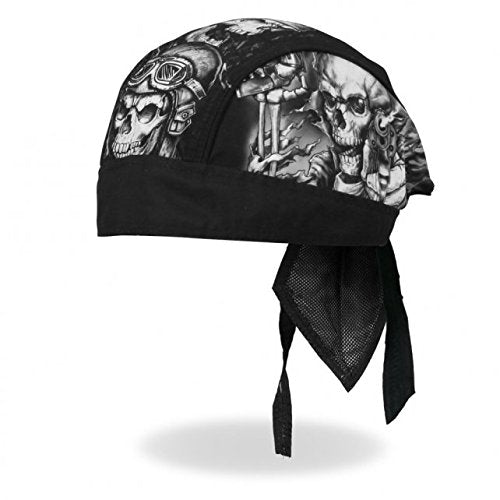 Smokin' Five Skulls Artwork Skull Cap Bandana - Microfiber Cloth Head Wrap