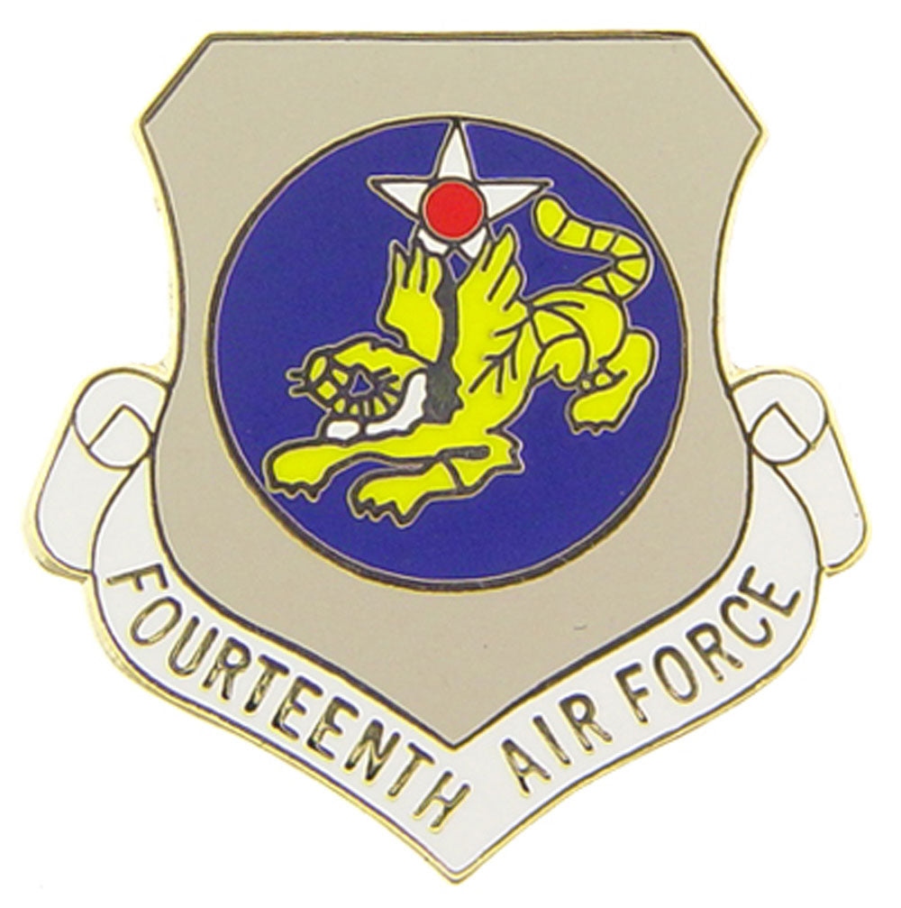 U.S. AIR FORCE, 14th Air Force SHIELD - Original Artwork, Expertly Designed PIN - 1"