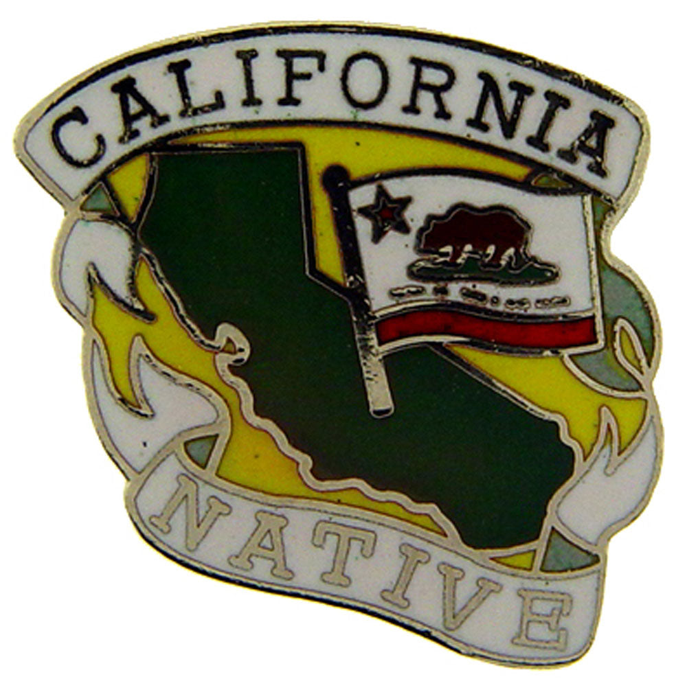 US STATES PIN, CALIFORNIA NATIVE - Novelty Patriotic Enamel Lapel PIN - 1"