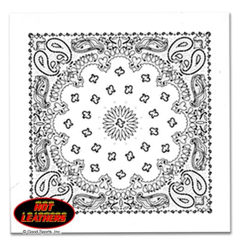 Officially Licensed Originals Bikers Bandanas Collection Original Design, 21" x 21" - BANDANA WHITE PAISLEY DESIGN