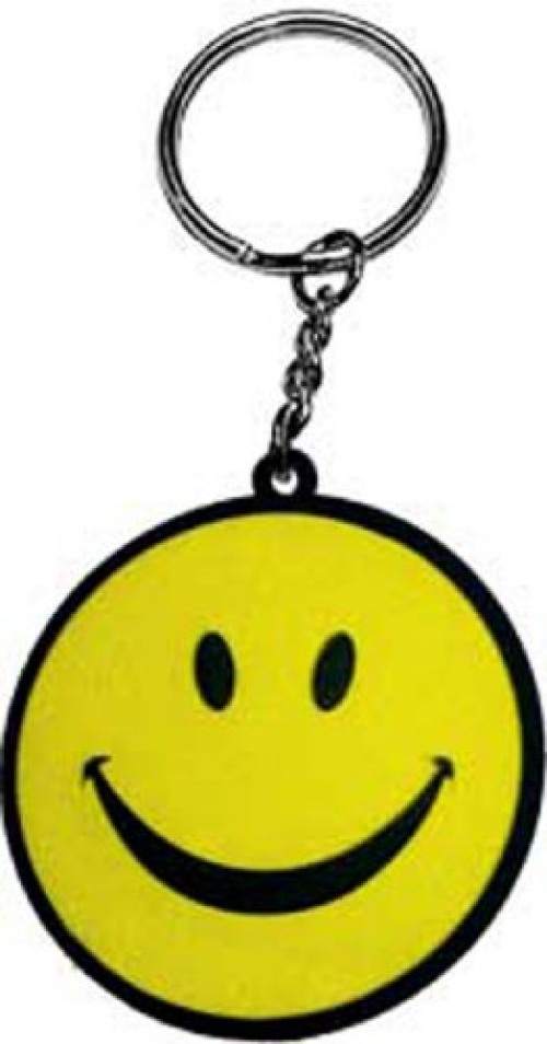 HAPPY FACES YELLOW SMILEY - Premium Quality Original Artwork 3D Rubber Keychain, Size - 3"