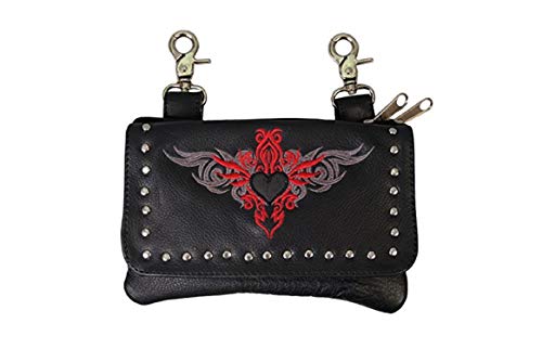 REFLECTIVE HEART CLIP POUCH PURSE, Adjustable Strap - 8" x 5" x 1"