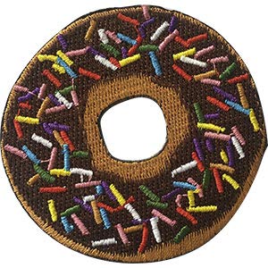 CHOCOLATE SPRINKLE DONUT - Original Artwork, Embroidered Iron On PATCH, 3.8" x 3.8"