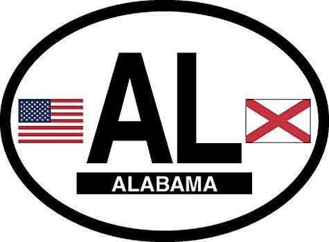 ALABAMA FLAG, Waterproof UV Coated, Famous Reflective OVAL Sticker DECAL , 3.5" x 4.75"