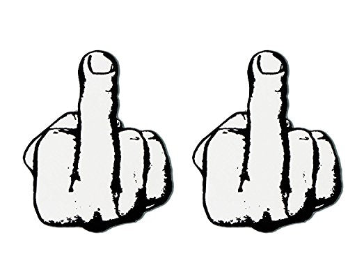 2 x MIDDLE FINGER - Funny Bikers Motorcycle HELMET Sticker DECAL - 3"