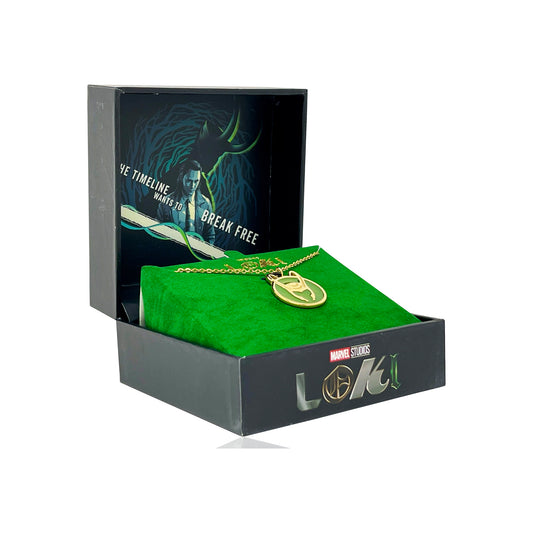 Lady's LOKI HELMET NECKLACE - Officially Licensed Authorized Marvel Disney+ Loki Helmet Symbol Women's Pendant Necklace - Chain 25.5cm