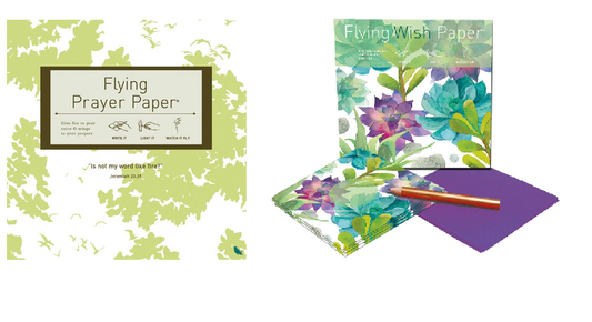 Flying Wish Paper Combo Set, 1 x Spring Prayer, Large Kit + 1 x Cactus Green, Mini Kit - Write it, Light it & Watch it Fly - (2 x Sets)