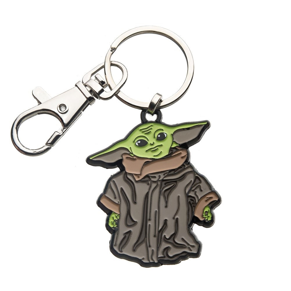 Baby Yoda Keychain - THE CHILD, Star Wars Mandalorian, Steel Metal Key Holder Pendent Keychain with Clip - 1.5" Round