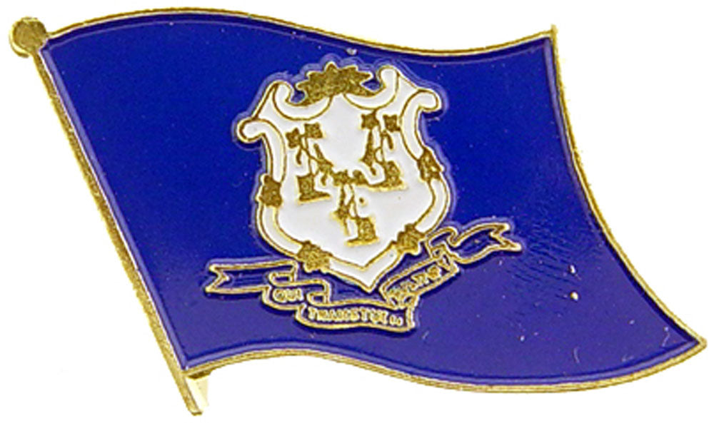 American Flag Pin, US STATES CONNECTICUT Flag - Novelty Patriotic Enamel Lapel PIN - 1"