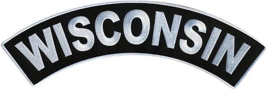 WISCONSIN TOP ROCKER, PATCH - USA States Wisconsin Art High Thread Iron-On Heat Sealed Backing Sew-On Large Patch - 12” x 3”