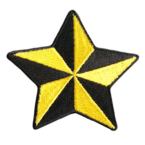 YELLOW NAUTICAL STAR, EMBROIDERED Iron-On / Saw-On Rayon PATCH - 2" x 2", Exceptional Quality