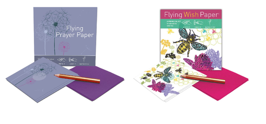 Flying Wish Paper Combo Pack, 1 x Dandelion Prayers + 1 x Just Bee, Mini Kit Combos, Write it, Light it, Watch it Fly, (2 x Mini Sets) - 5" x 5" Each