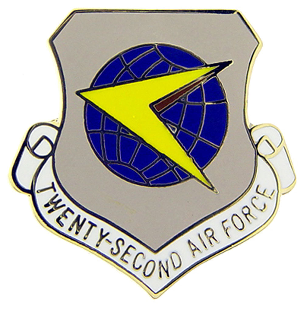 U.S. AIR FORCE, 22nd Air Force SHIELD - Original Artwork, Expertly Designed PIN - 1"