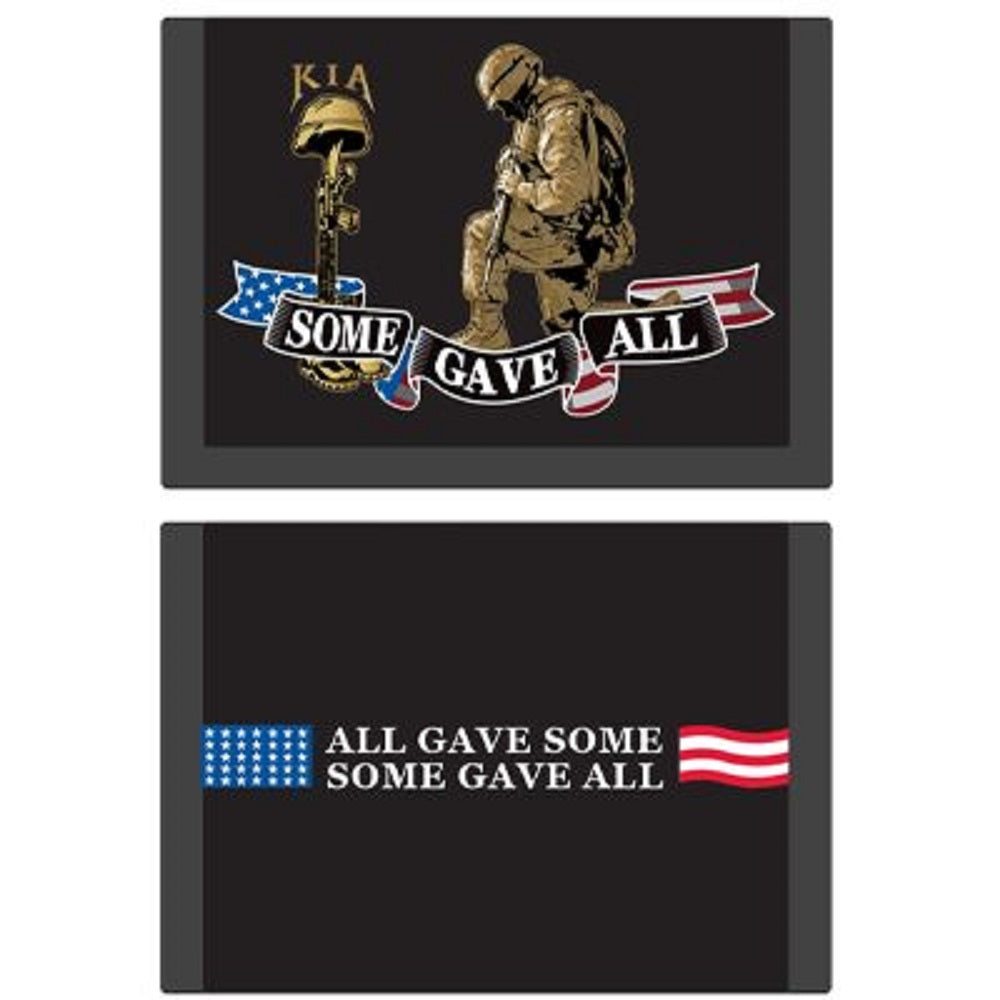 KIA HONOR WALLET - All Gave Some Some Gave All - Embroidered Logo Heavy Duty Trifold Nylon Wallet - 3.5" x 5"