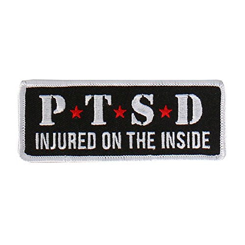 INJURED INSIDE, High Thread Iron-On / Saw-On, Heat Sealed Backing Rayon PATCH - 4" x 2"