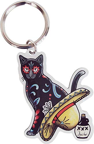 Cali's, Pretty In Ink Gato Con Sombrero, Officially Licensed Artwork - Metal Keychain