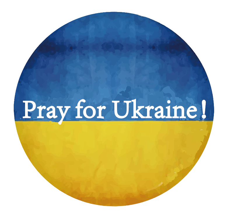 PRAY FOR UKRAINE BUTTON - Ukrainian Flag Symbol Original Artwork Brooch Button