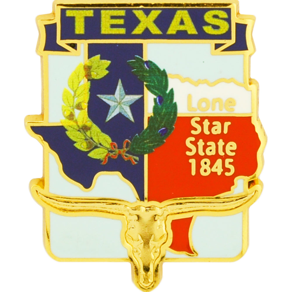 USA STATES, TEXAS Map - Original Artwork, Expertly Designed PIN - 1"