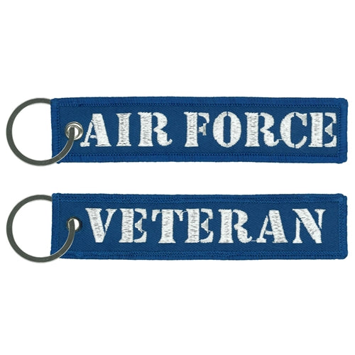 AIR FORCE VETERAN NAVY FOB KEY CHAIN - USA American Patriotic Double Sided Full Thread Embroidered Rayon Keychain - 1" x 5"