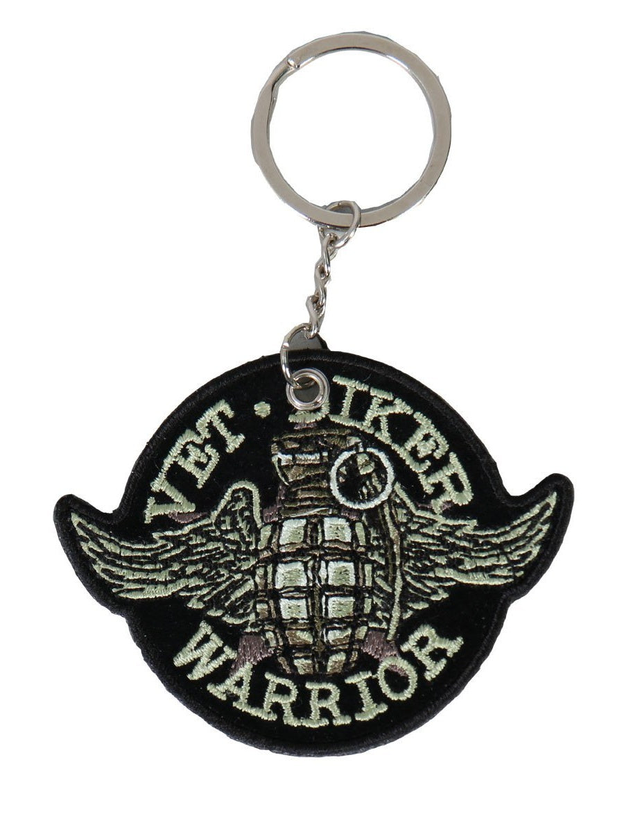 Double Sided Key Chains, GRENADE - High Quality Embroidered PATCH KEYCHAIN - 3" x 2"