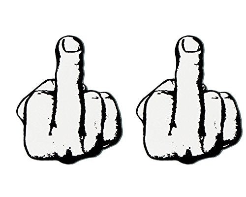 2 x MIDDLE FINGER - Small, Bikers Motorcycle Helmet, Sticker DECAL (Pair) - 3"