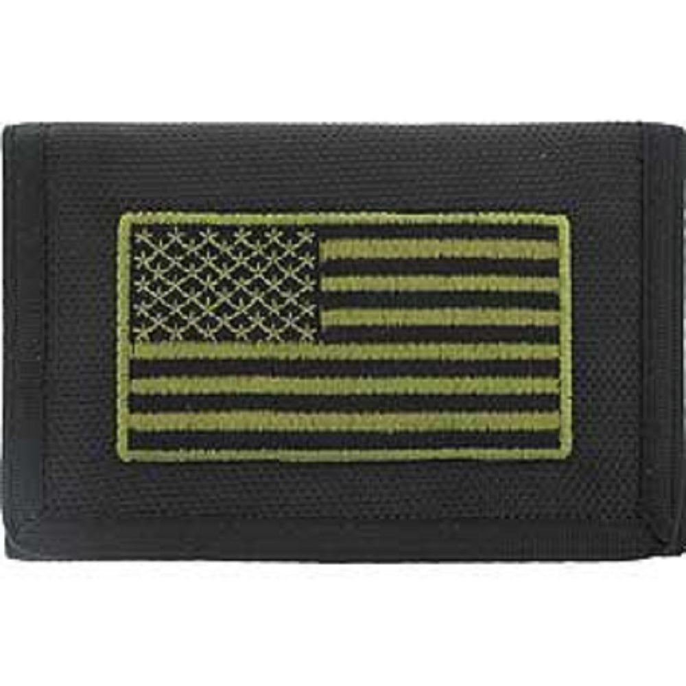 USA FLAG WALLET - United States Of America FLAG SUBDUED - Embroidered Logo Heavy Duty Trifold Nylon Wallet - 3.5" x 5"