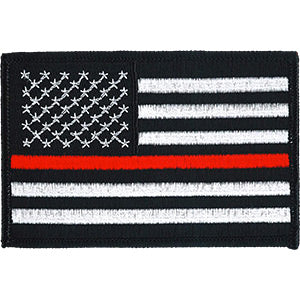 American Flag Thin Red Line Patch - Sew Iron on, Original Embroidered Artwork - Patch - 2.7" x 4"