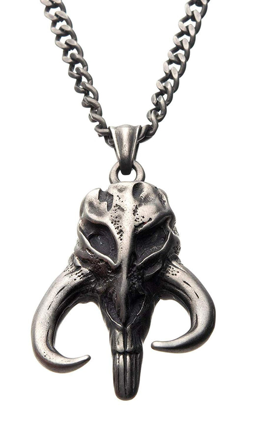 MANDALORIAN SYMBOL Necklace - MYTHOSAUR SKULL Disney Star Wars Novelty Official Licensed Stainless Steel Pendant Necklace with Chain