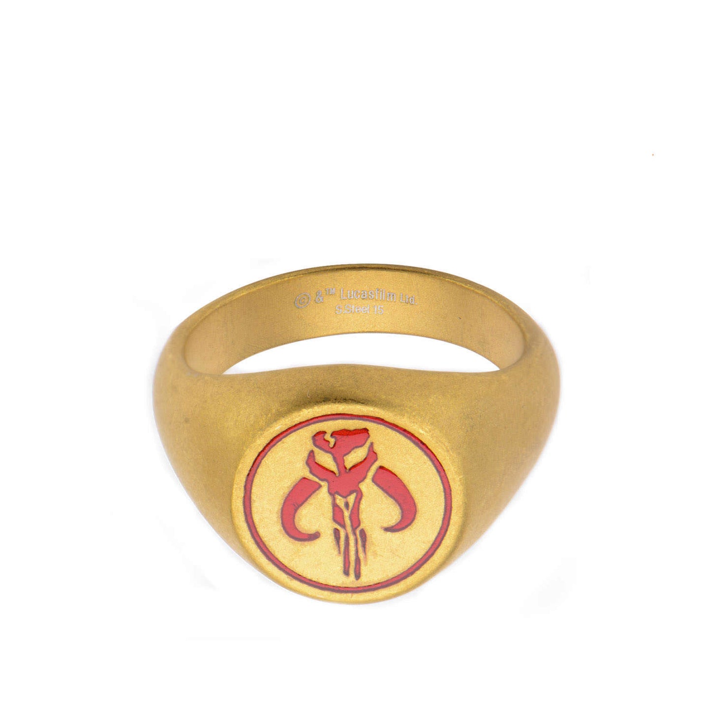 MANDALORIAN SYMBOL GOLD PLATED MATTE FINISH - Stainless Steel Premium Quality Men's Ring, Size - 15