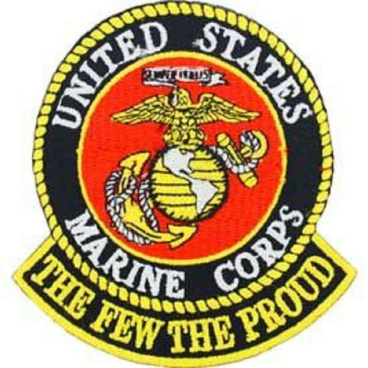 UNITED STATES MILITARY PATCH, USA MARINE CORPS THE FEW THE PROUD - Embroidered Sew On / Iron On Patriotic PATCH - 3"