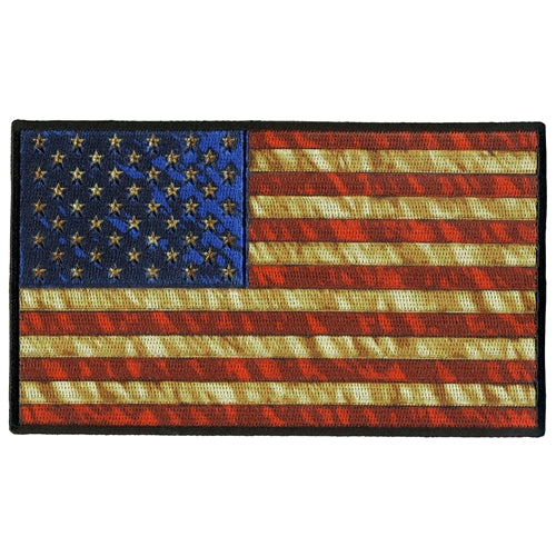 VINTAGE USA AMERICAN FLAG PATCH - High Thread Rayon US Patriotic Heat Seal Iron / Sew-On PATCH - 10" x 6"